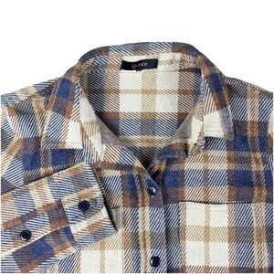 Quince Women Button Front Flannel Shirt Long Sleeve Plaid Soft Brushed Cozy Sz S